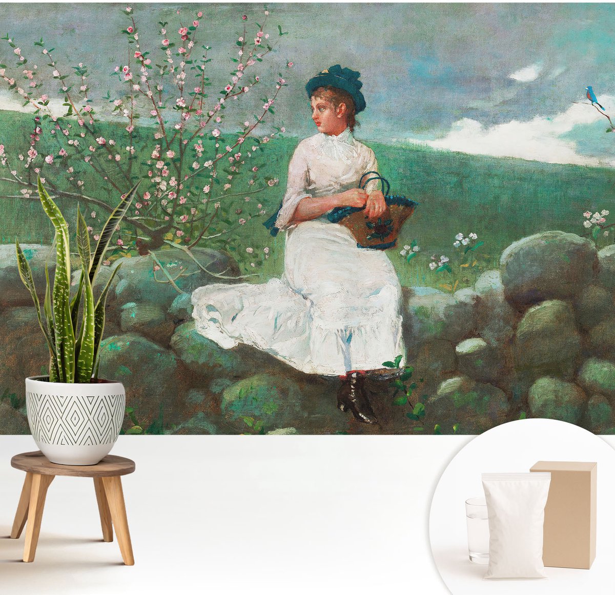 Wallfluent Fotobehang - Groente Vliesbehang - 208x146 cm - Bloemrijke Vrede Fotobehang Vlies - Hal behang Mensen - Muurschildering - Woonkamer behang