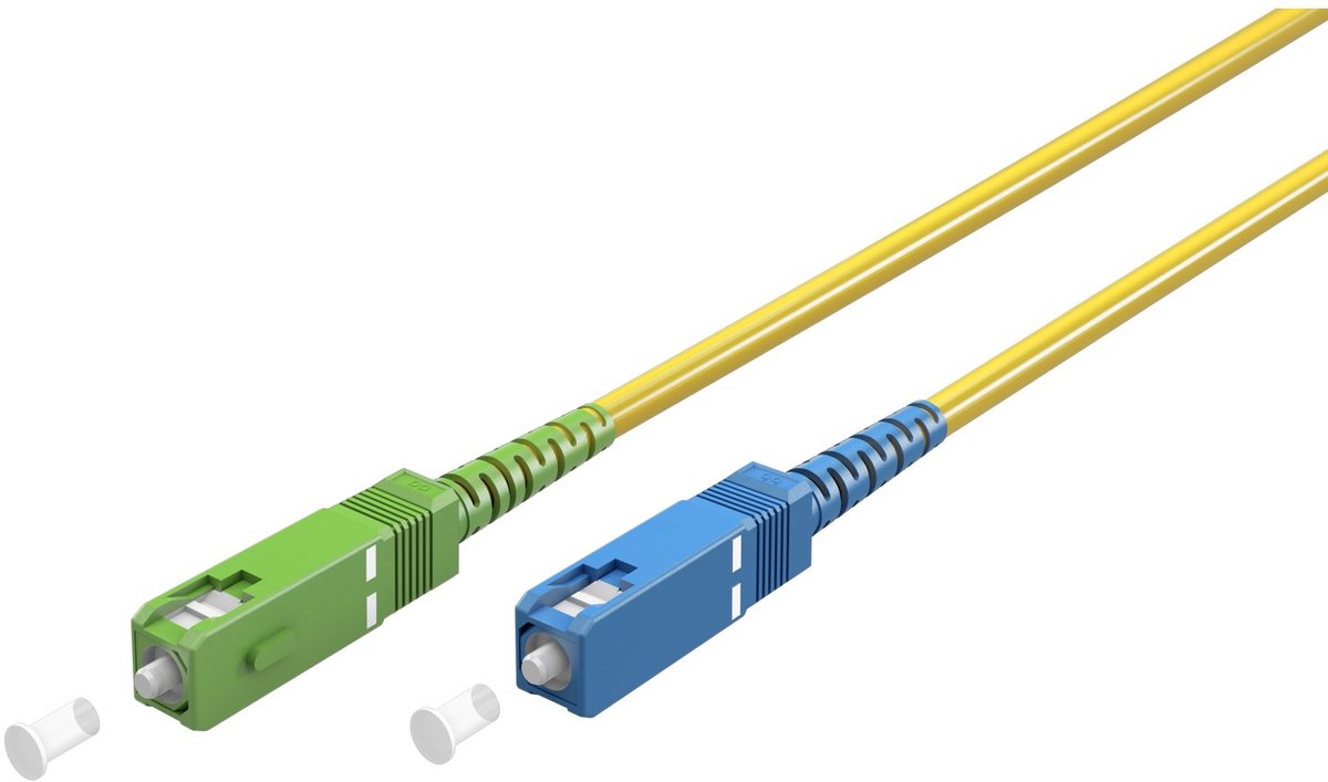 Image of Goobay Glasvezelkabel (FTTH), SC-APC (8°) stekker & SC-UPC-stekker, Singlemode (OS2) Yellow, geel (Simplex), 10 m