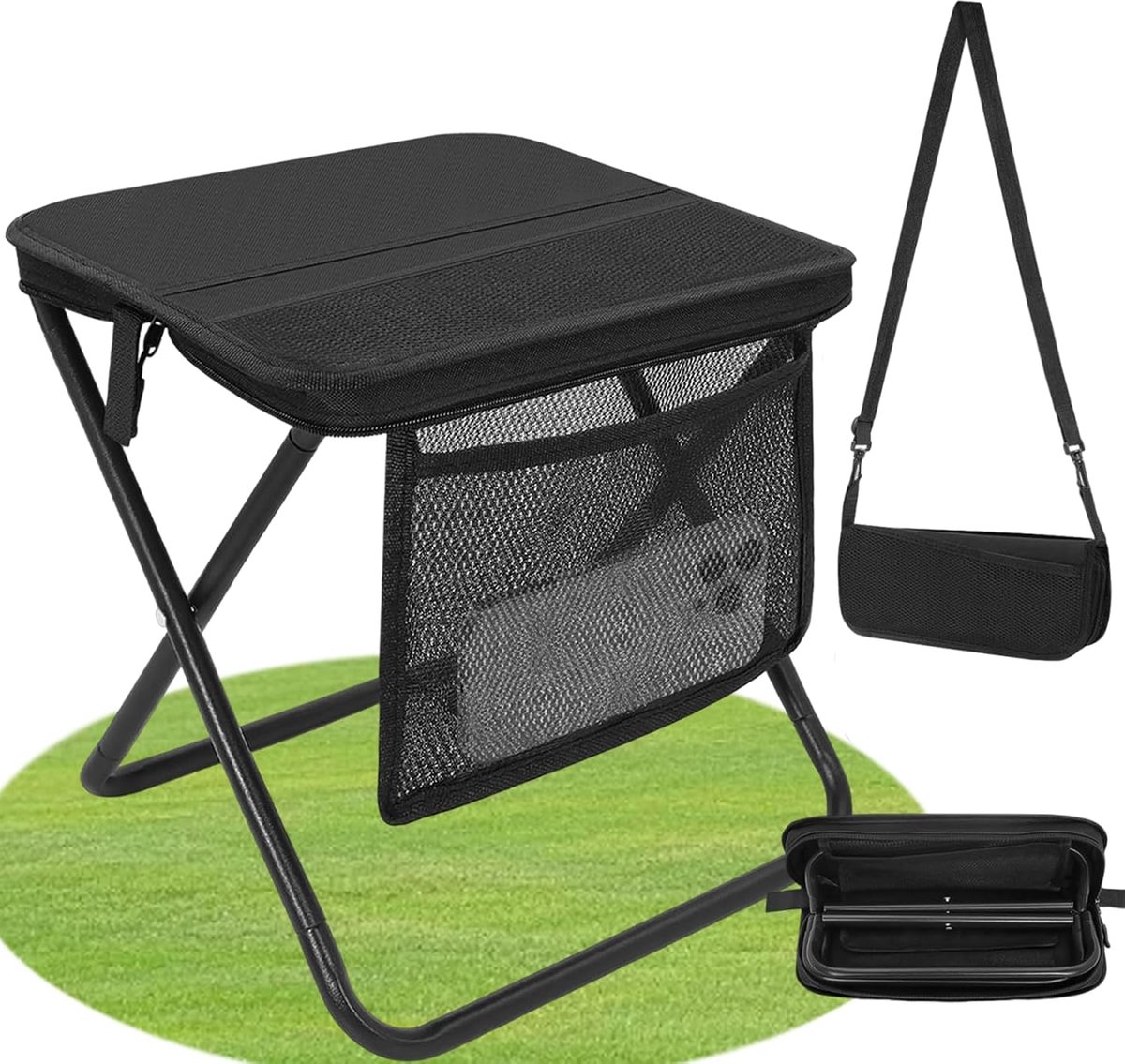 SnelShoppen - Ultralight Vouwstoel met Opbergzak - Opvouwbare Campingstoel - Compact en Lichtgewicht Buitenstoel voor Tuin, Vissen, Wandelen, Festival
