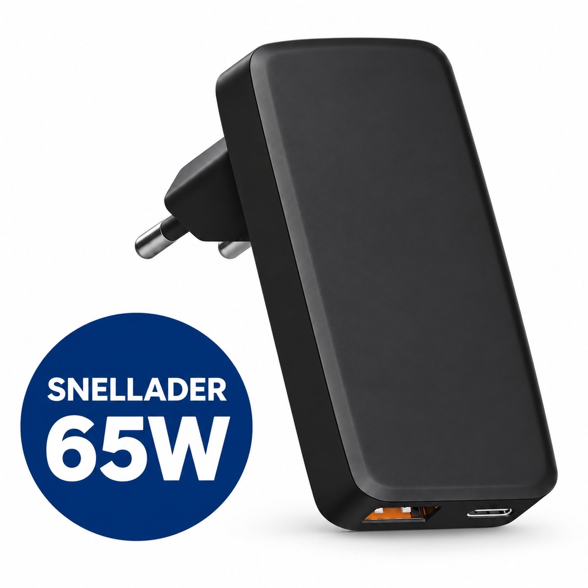 YSONIC Platte Oplader - Snellader - USB C Poort Adapter - Type C Stekker - 65W Fast Charge Geschikt voor Smartphones, Tablets & Laptop - Zwart