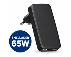 YSONIC Platte Oplader - Snellader - USB C Poort Adapter - Type C Stekker - 65W Fast Charge Geschikt voor Smartphones, Tablets & Laptop - Zwart