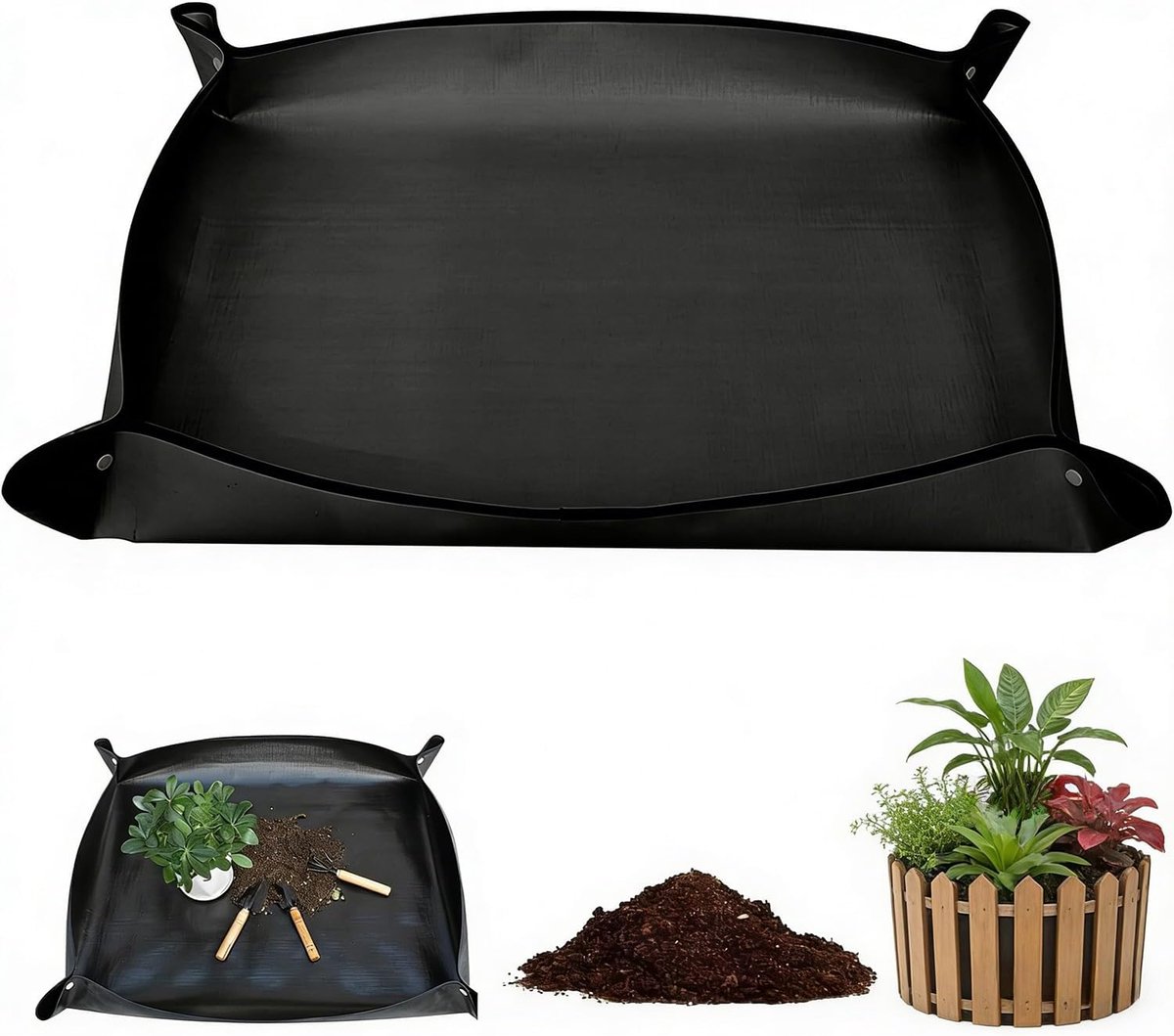 1 Stks 100x150 cm Plant Verpotten Mat, Waterdichte Opvouwbare Tuin Mat met PE Materiaal & Koperen Haken voor Zaailing - ShopVlot