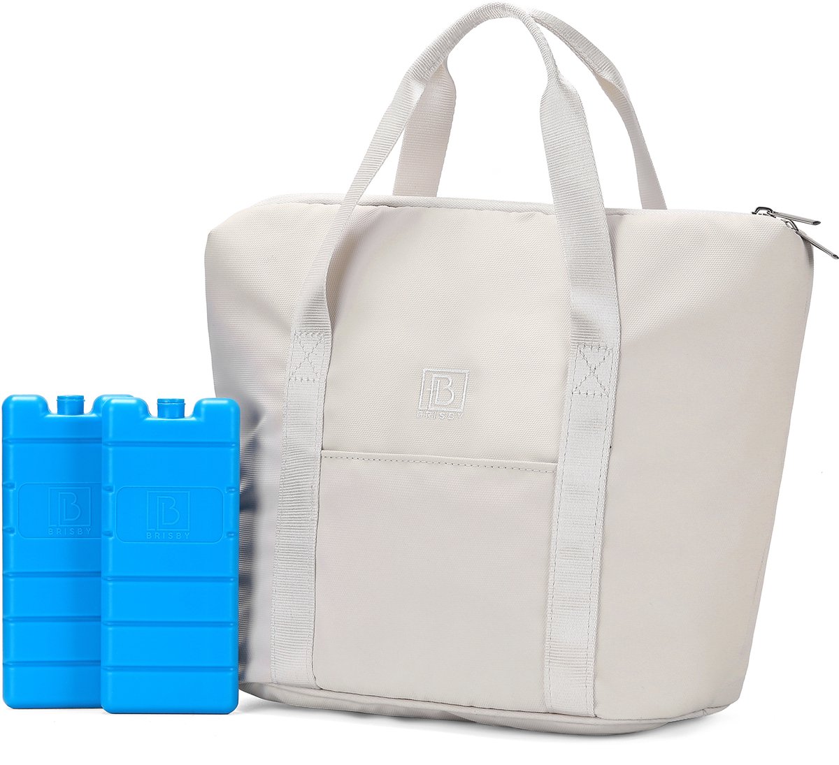 Brisby Koeltas Lunchtas 9L – 4-Laags Geïsoleerd – Inclusief 2 Koelelementen – Waterafstotend – Voor Werk, School & Onderweg - Crème