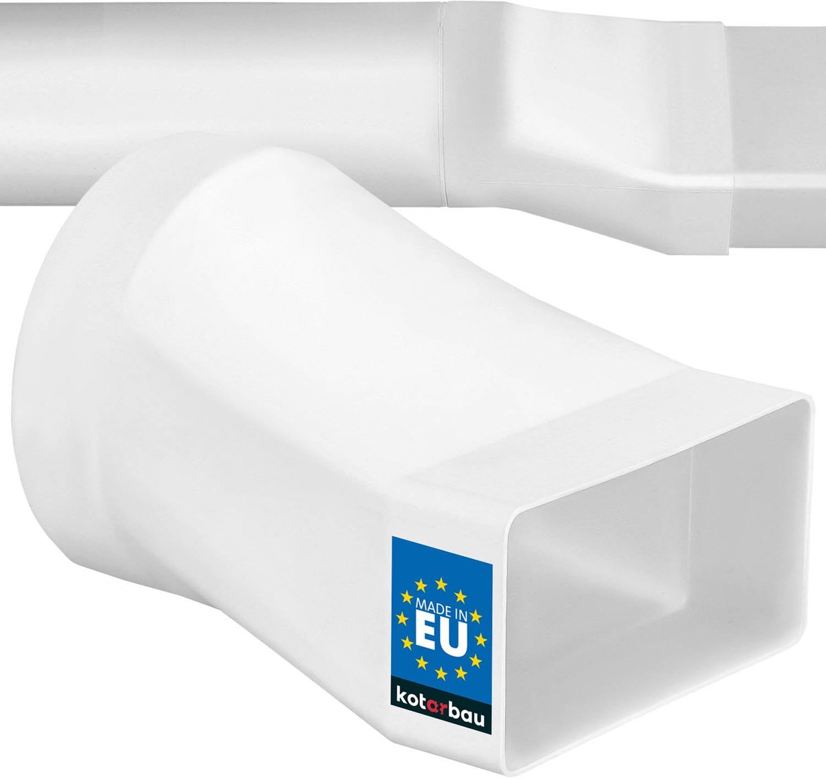 KOTARBAU® Kanaalverbinder - Verbindingsstuk ⌀ 100mm & Vlak Kanaal 110X55mm Connector Ventilatiebuis - Verbindingsstuk voor Ronde Buissystemen - Kunststof - Wit