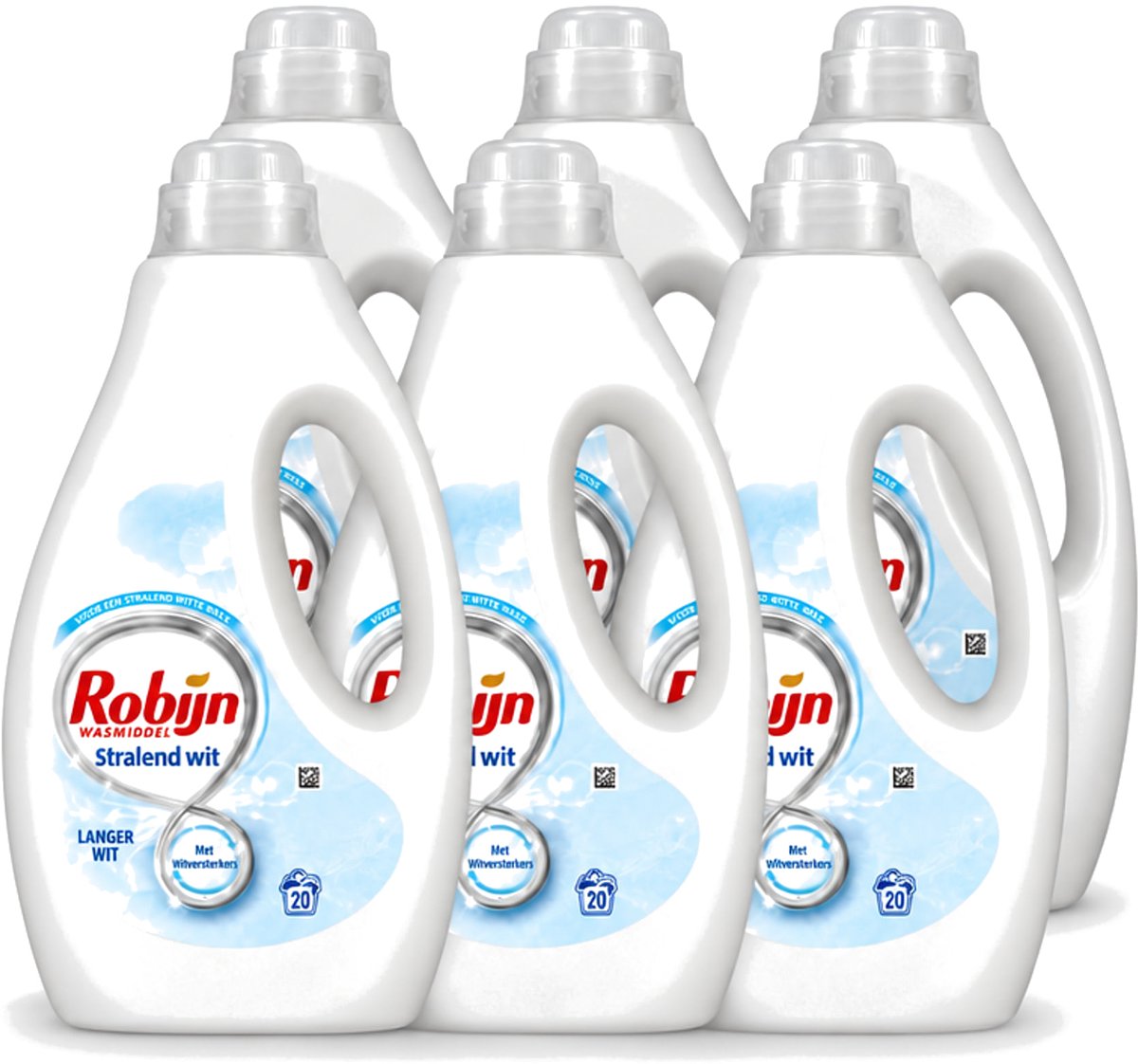 6 x Robijn – Vloeibaar Wasmiddel – Stralend Wit – 20 wasbeurten - Voordeelverpakking - 6 stuks