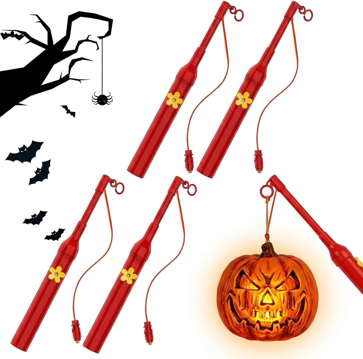 4 stuks led-lantaarnstaaf, elektrisch, lantaarnstaaf, 30 cm, lantaarnstaaf met licht, lantaarnstaaf, led, elektrische lantaarnstaaf, kort, voor Halloween, St. Martin, Kerstmis, carnaval