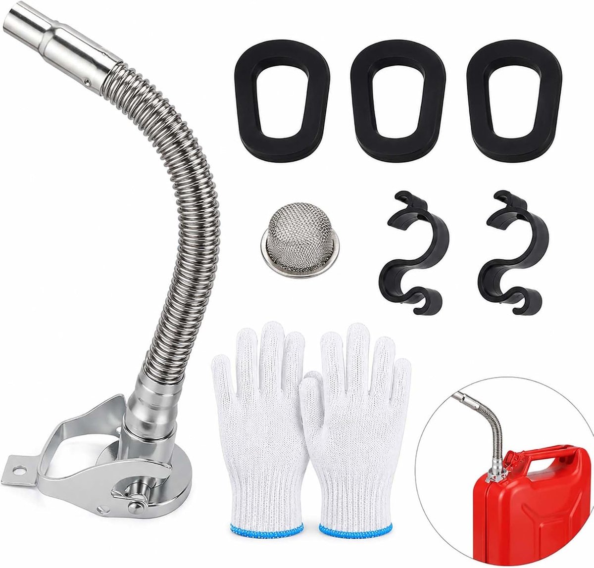 Jerrycans, flexibele vulslang met accessoires, schenktuit voor brandstof 5 l, 10 l, 20 l, auto, vrachtwagen, boot