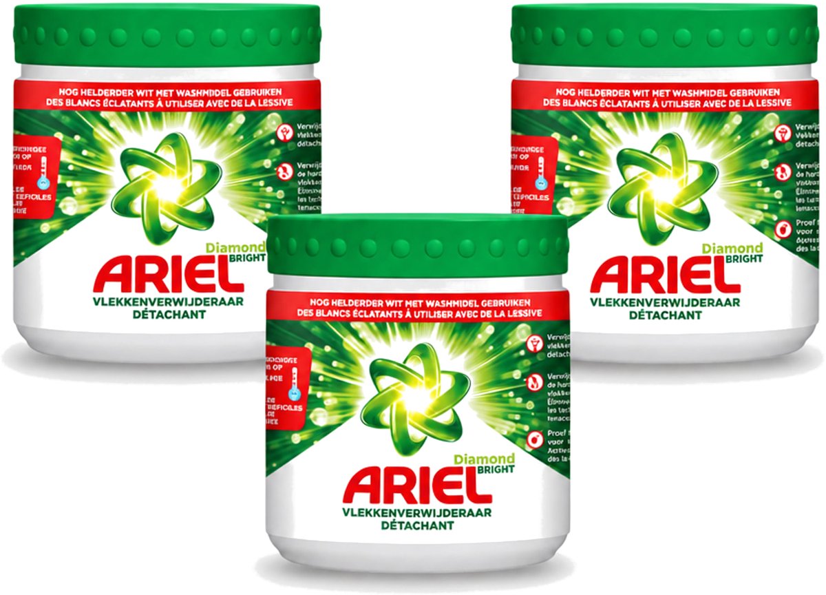 3 x Ariel Diamond Bright - Vlekverwijderaar Poeder - Witte Was - 30 Wasbeurten - Voordeelverpakking - 3 stuks