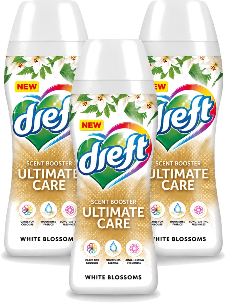 3 x Dreft - Ultimate Care - Wasverzachter - Geurbooster - Gekleurde Was - Witte Bloem - 15 Wasbeurten - Voordeelverpakking - 3 stuks