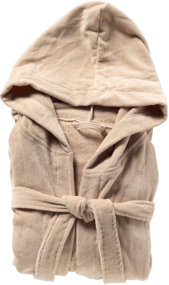 Textino - CAMILLE - badjas 120 cm - katoen badstof - maat M/L - Sandshell - beige