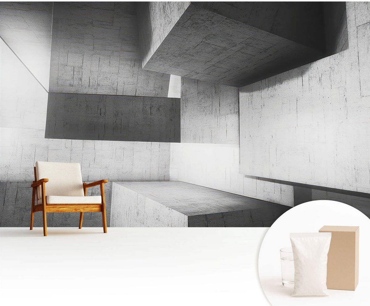 Wallfluent Fotobehang - Wit Vliesbehang - 416x254 cm - Geometrische Sculpturen Fotobehang Vlies - Hal behang Architectuur - Muurschildering - Hal behang
