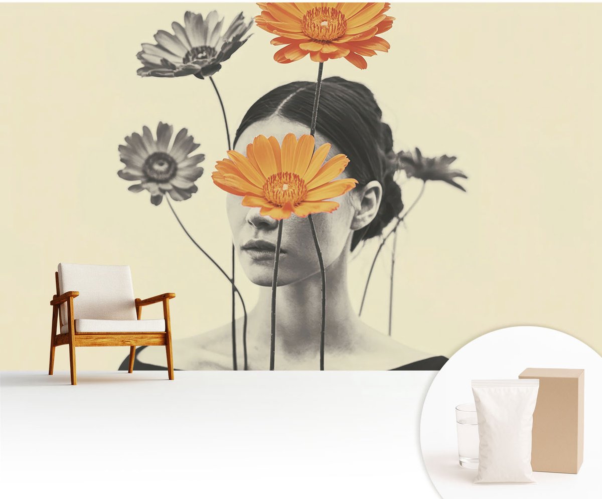 Wallfluent Fotobehang - Wit Vliesbehang - 416x254 cm - Surrealistische Visie Muurschildering - Slaapkamer behang Mensen - Fotobehang Vlies - Slaapkamer behang