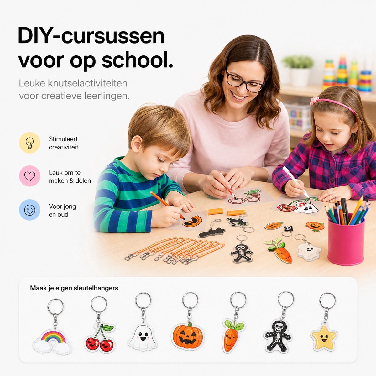 BOTC Krimpfolie set - 164-Delig Krimpie Dinkie Pakket - Krimpfolie Knutselpakketten - Krimpfolie vellen - Knutselen Krimpie Dimpie – Sieraden en sleutelhangers maken — cadeau in Hobby - foto 6