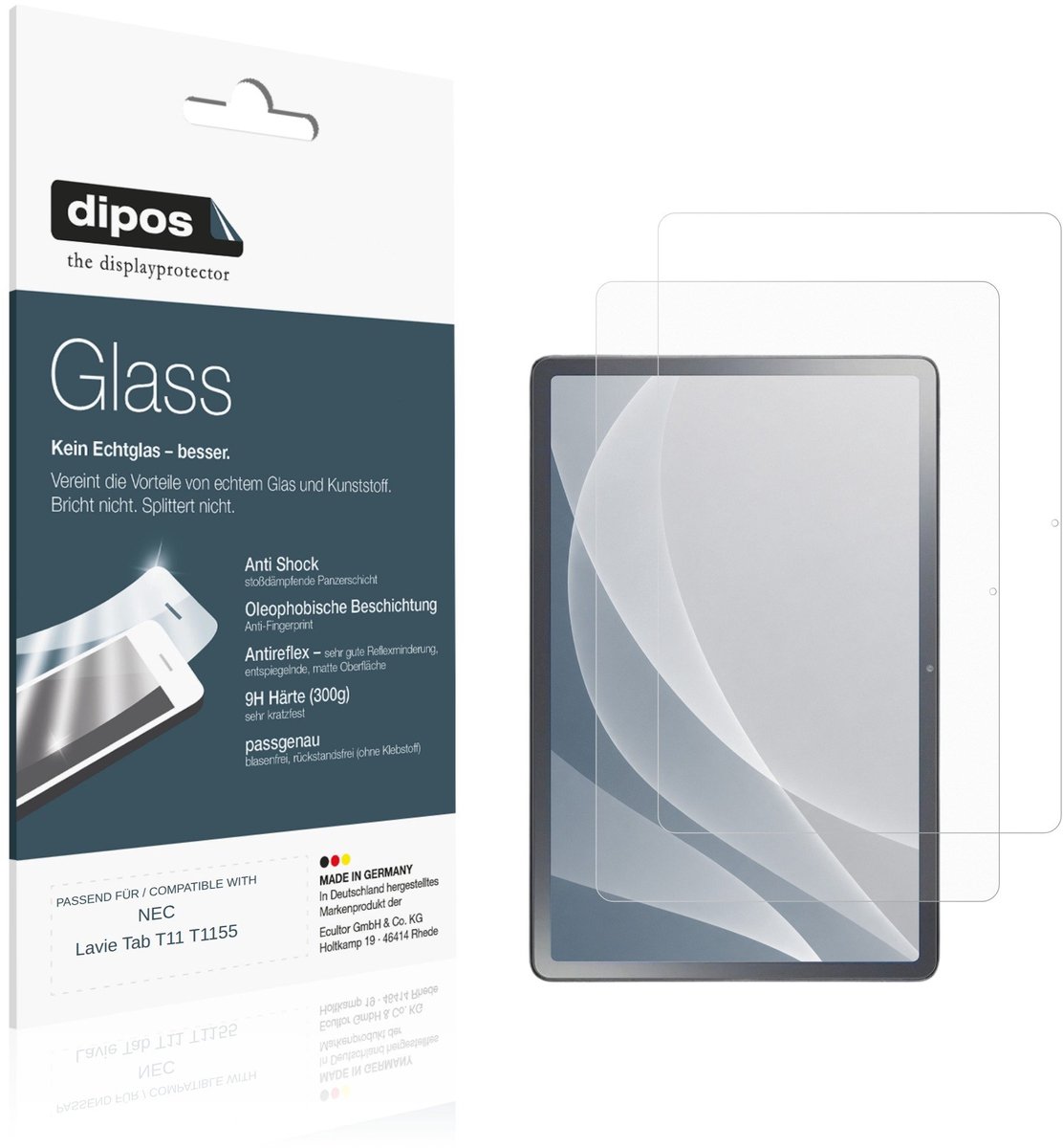 dipos – 2x Matte Pantserfolie geschikt voor NEC Lavie Tab T11 T1155 | 9H Screenprotector