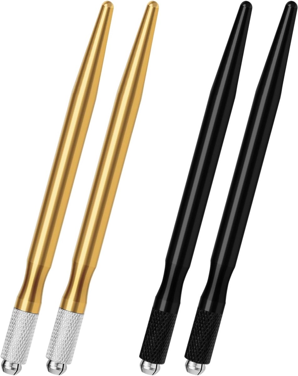 Eyebrow Tattoo Pencils 4 Stuks - Aluminium - Zwart en Goud - Voor Nauwkeurige Make-up - ShopVlot