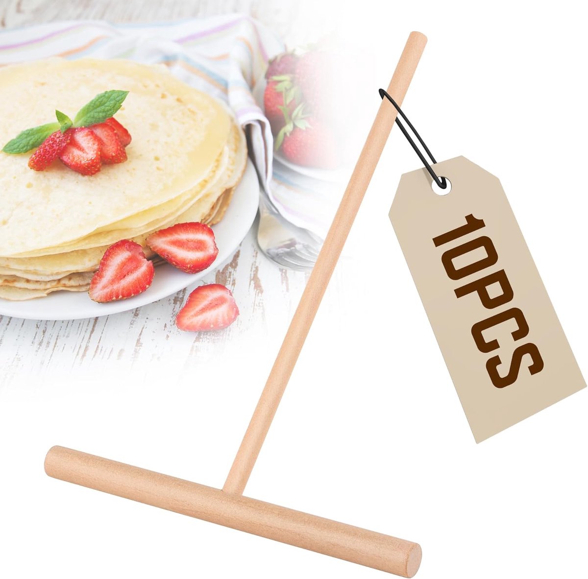 Crêpes verdeler 10 stuks - T-vormig houten gereedschap - Deegverdeler - Ideaal voor pannenkoeken - ShopVlot
