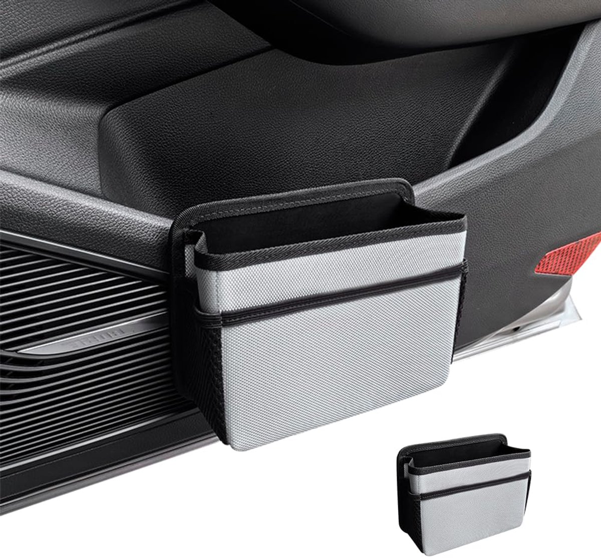 Auto prullenbak organizer - hangende opbergtas - zilvergrijs - ruimtebesparend ontwerp voor autodeur - ShopVlot