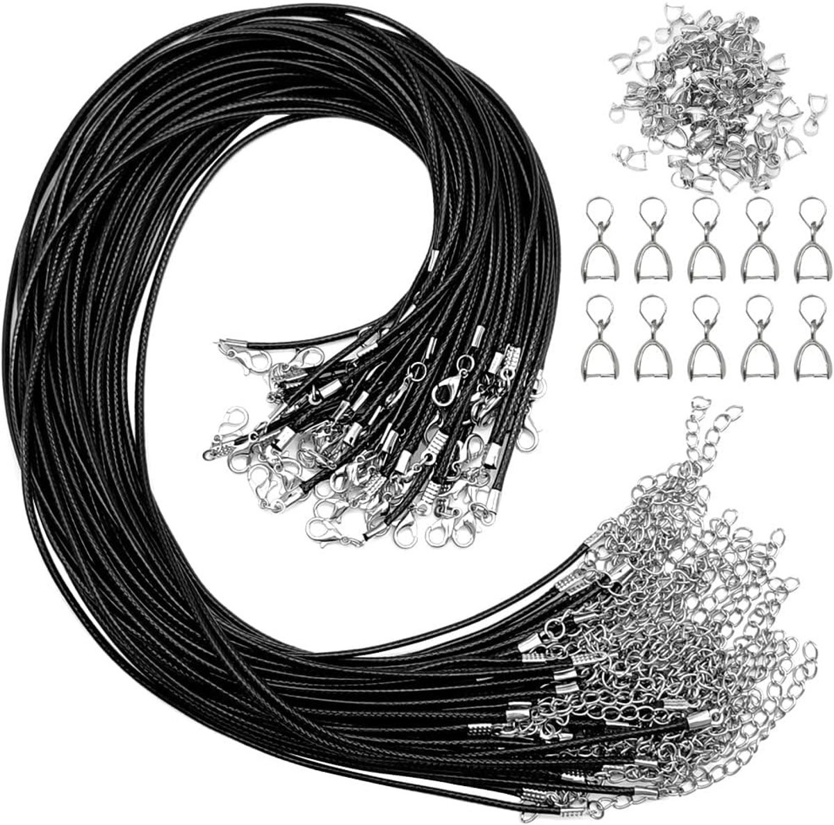 120 Stuks Zwart Leren Koord voor Hangers, Kettingen en Armbanden - Perfect voor Sieraden Maken en Creatieve Projecten