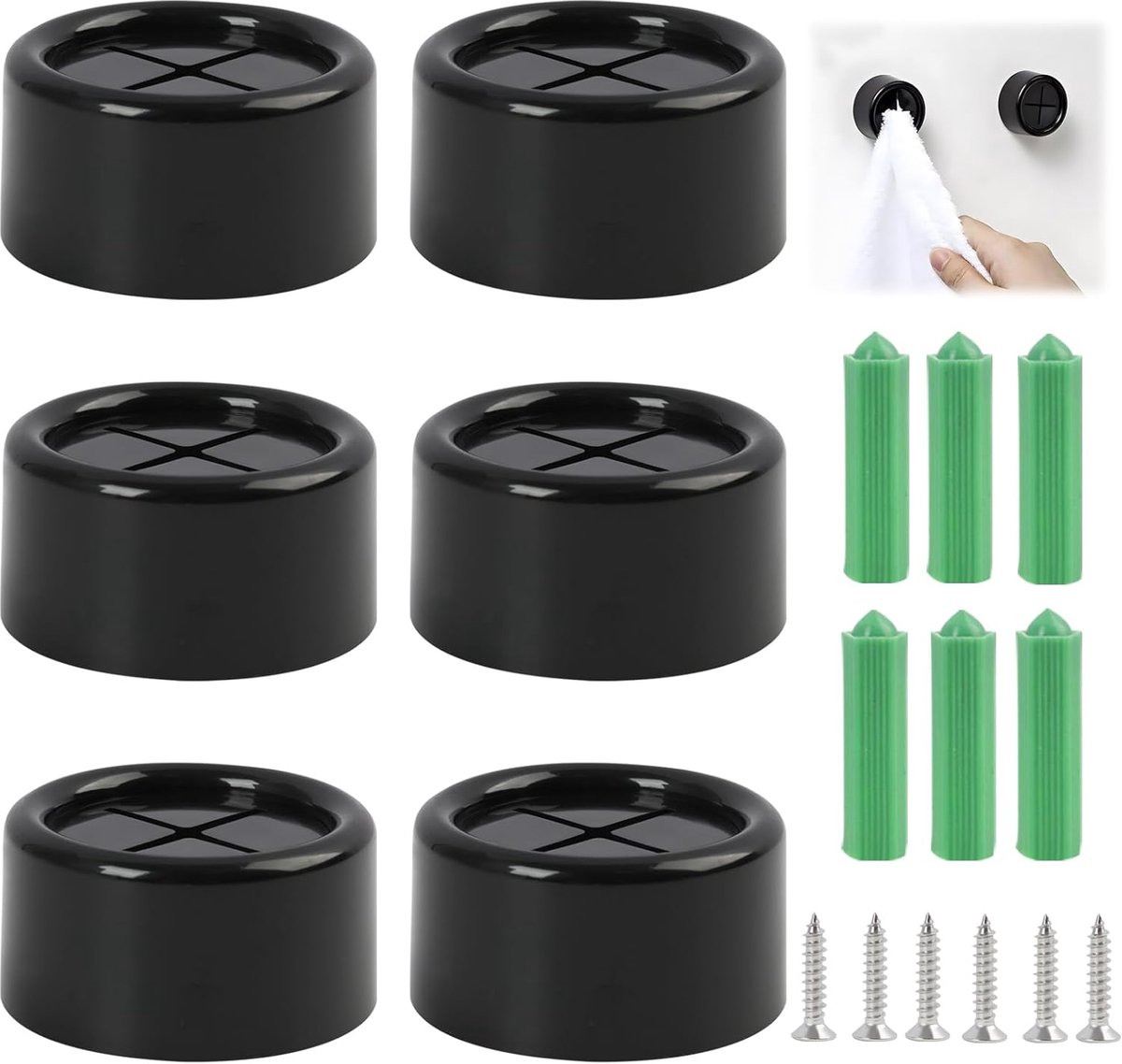 Handdoekrails set van 6 - premium roestvrij staal - chroom design - zonder boren - ShopVlot