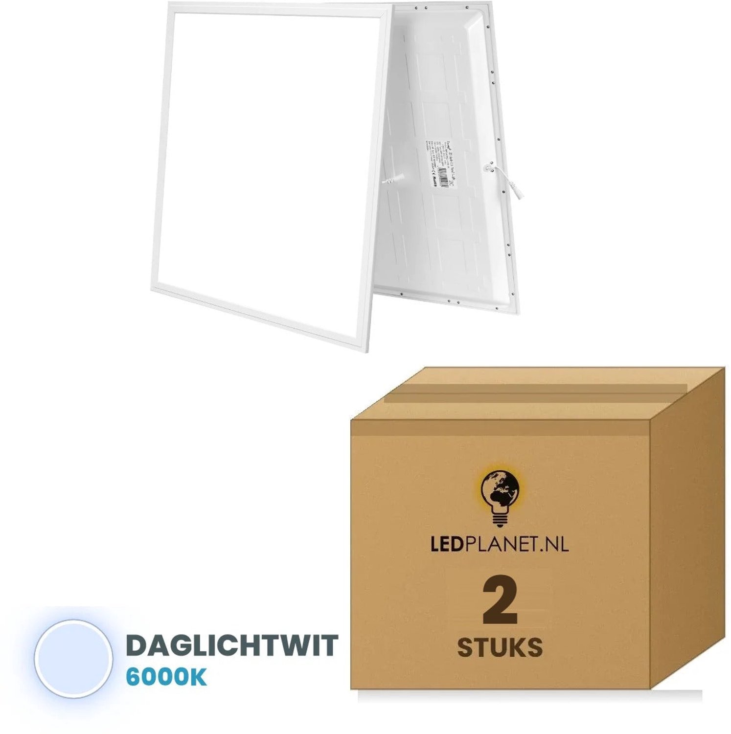 Tsong LED paneel 60x60 cm Back-lit - set van 2 - 36W - Daglichtwit 6000K - 3960 lm - CRI80 - 230V