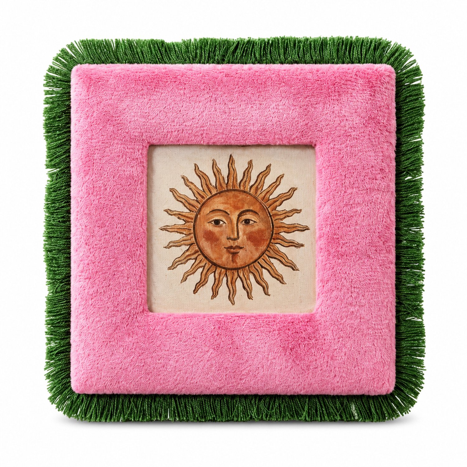 SWGOTA Roze fluwelen fotolijst met kwastjes voor foto van 10 x 10 cm