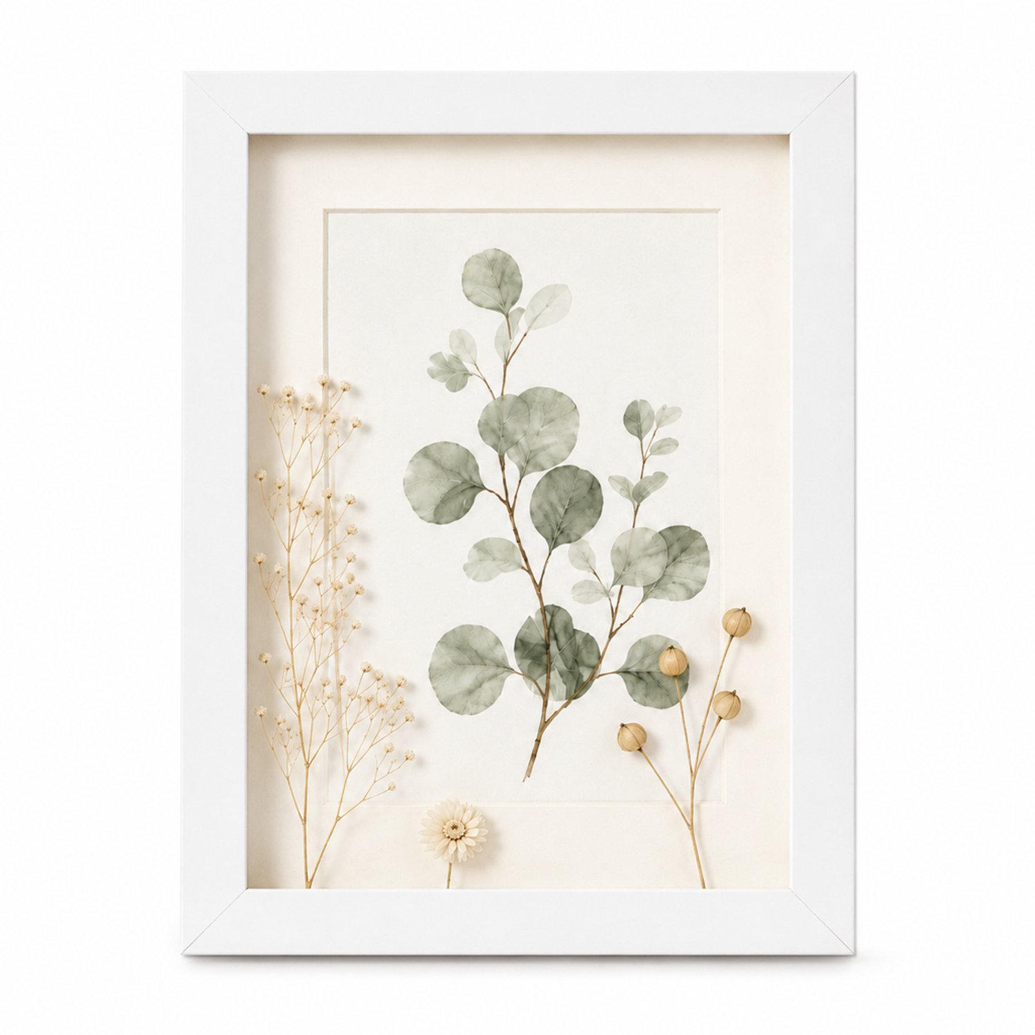 SWGOTA Witte MDF-fotolijst met glas, 5 x 7 inch (12,7 x 17,8 cm), 2 cm binnenruimte, rechthoekig, inclusief afbeelding