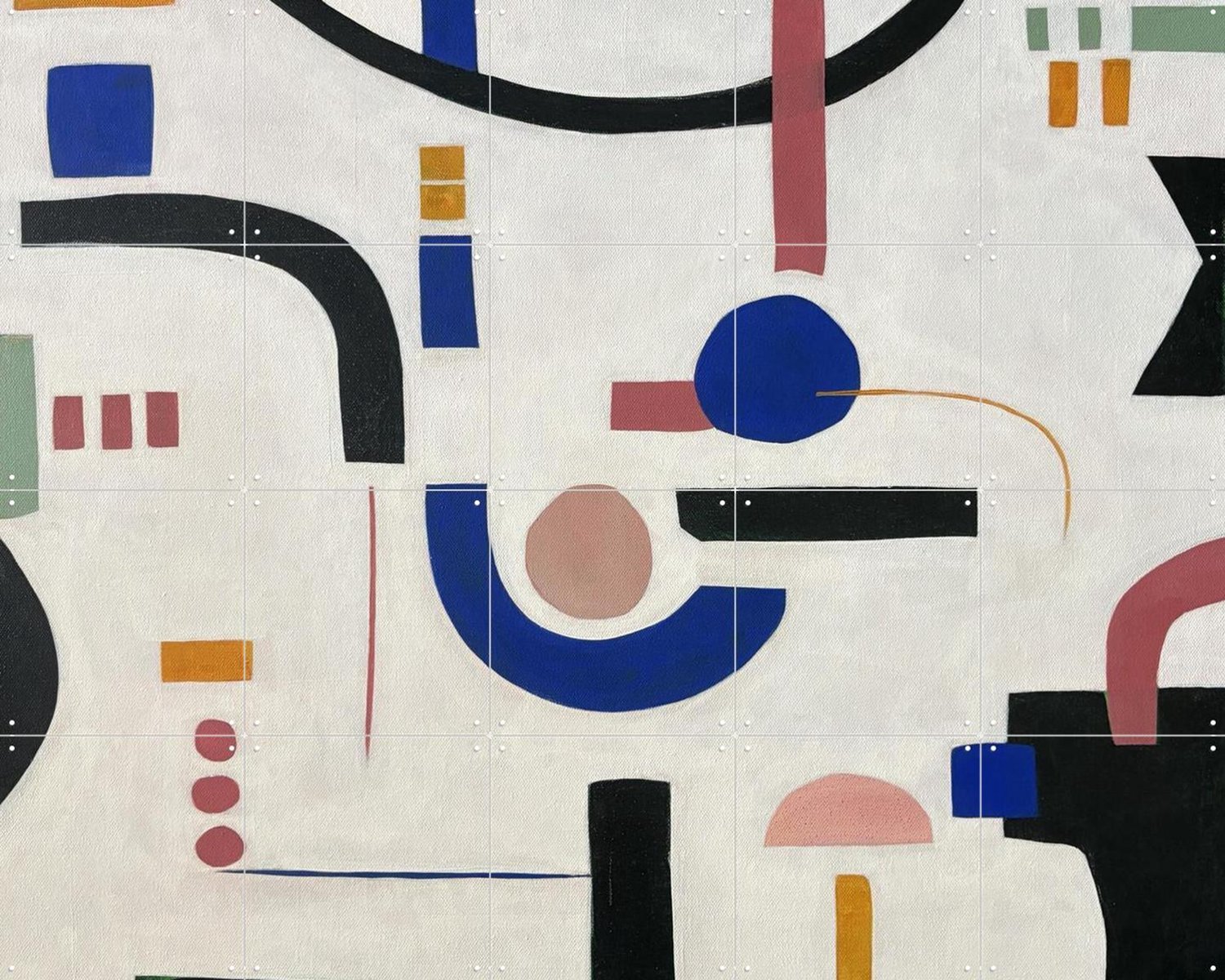 IXXI Murcia, Studio Maren - 100 x 80 cm - Grote wanddecoratie en posters - Geometrische Kunst, Abstract, Studeerkamer, Woonkamer Wit / Zwart / Blauw