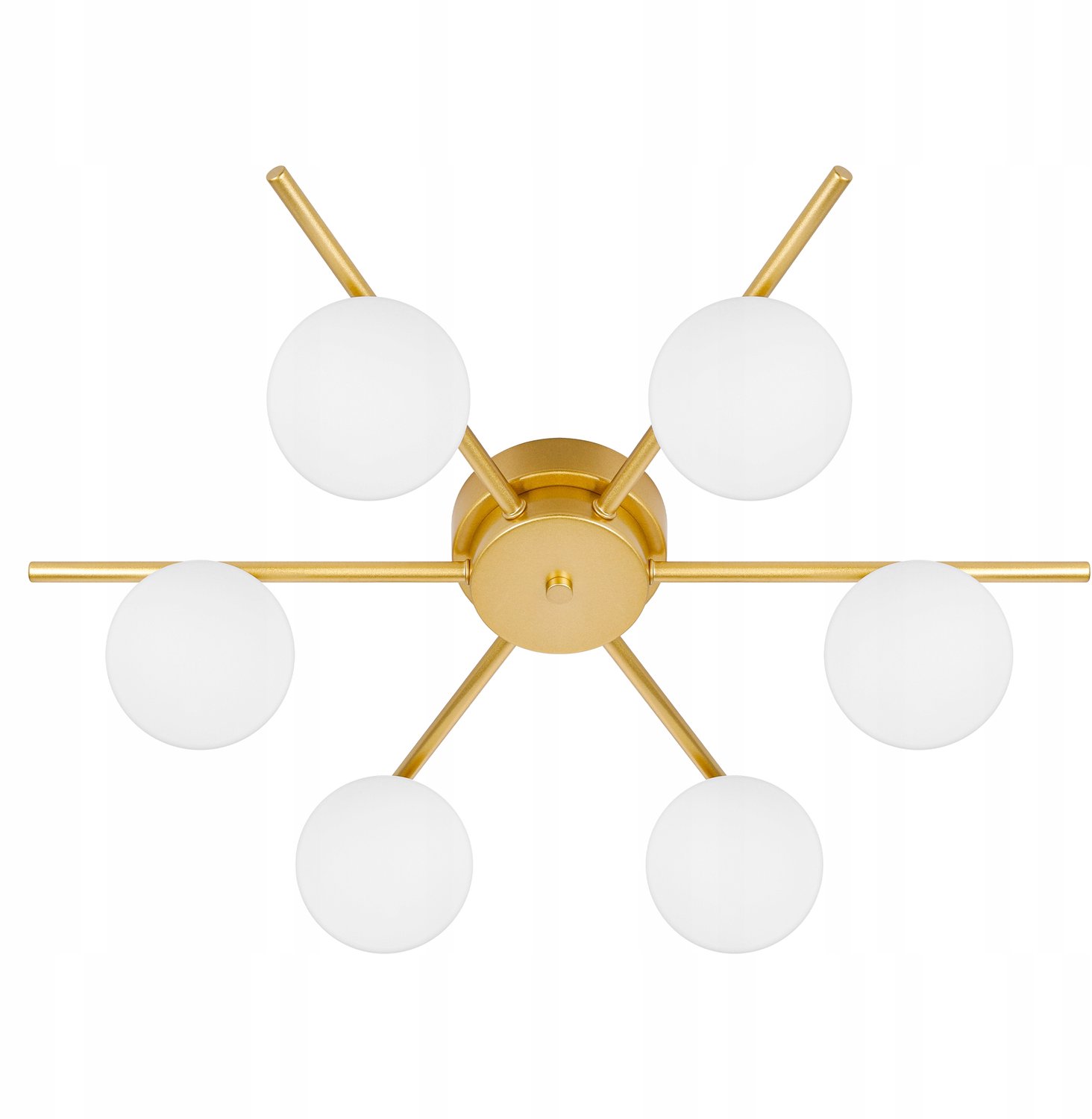 Luxe Glazen Bol Plafondlamp G9 6x 58cm Goud Wit - Merkloos