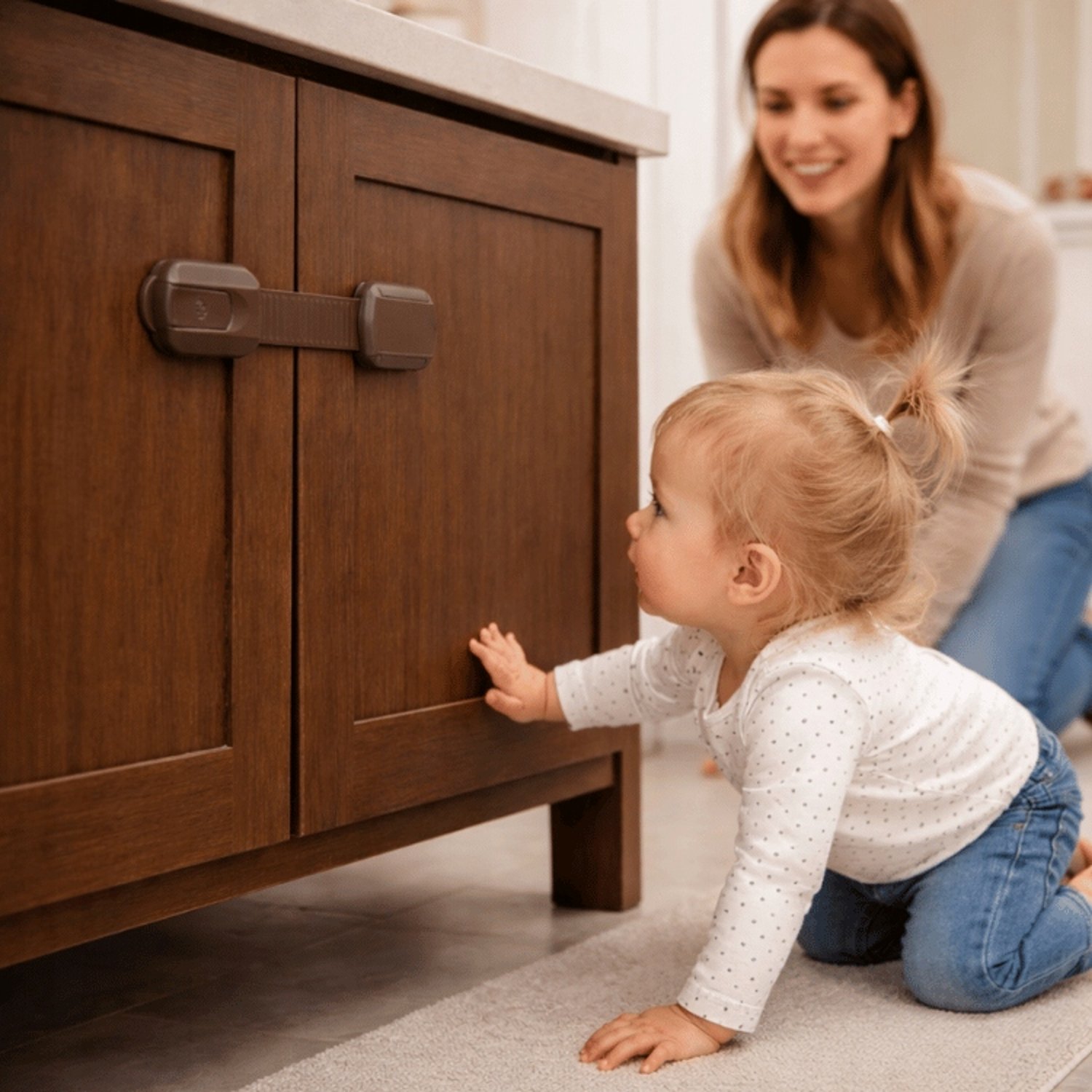 Zelfklevende meubelbeveiliging, flexibel, discreet, 6 stuks | Bruin