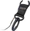 Zwarte sleutelhanger met karabijnhaak en tekst 'ORG.DENIM PRODUCTS BY NAME IT'.
