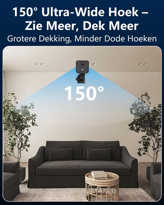 Mini Beveiligingscamera 4K Ultra HD - Draadloze Spionagecamera - Nachtzicht - 50 Dagen Batterijduur - Binnen En Buiten Gebruik — afbeelding 4
