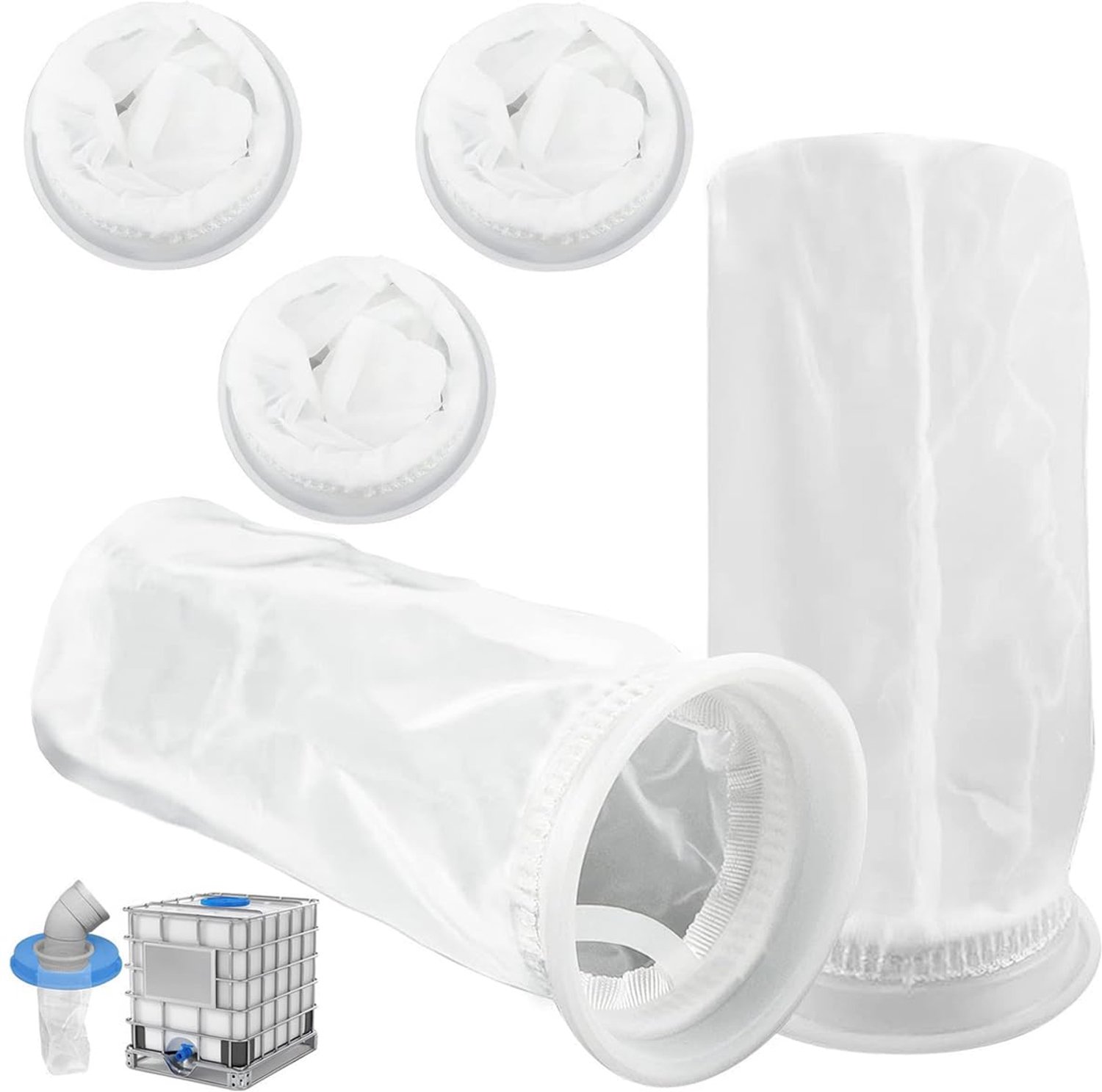 Famanu - IBC Nylon Filter - Voorkomt verstoppingen in regenwaterafvoer - Herbruikbaar en duurzaam - Wit 5 stuks