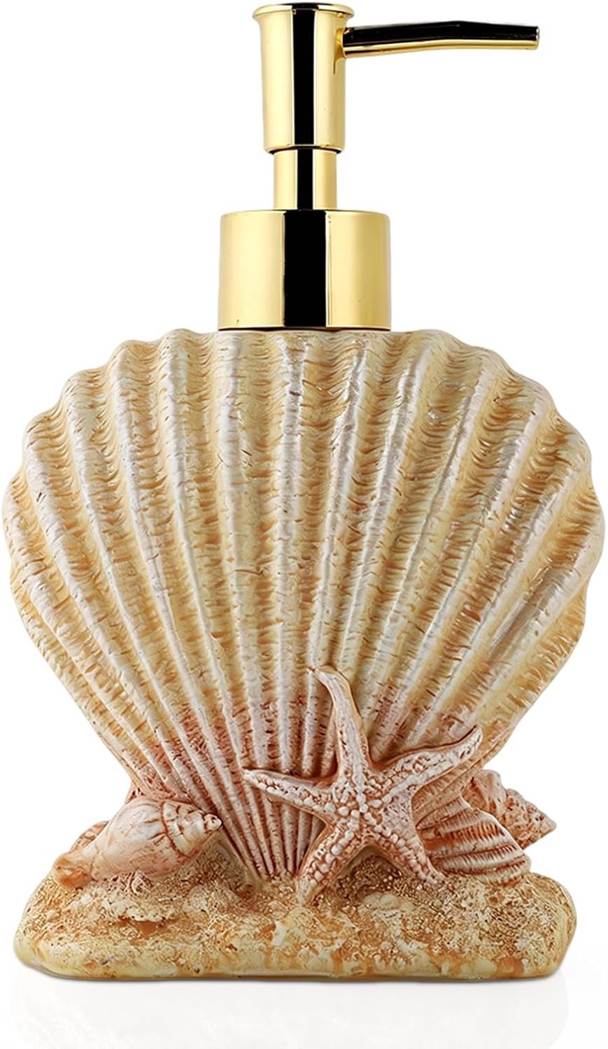 Handzeep Dispenser met Pomp, Navulbare Lotionhouder, Handdruk, Shampoohouder, 300 ml, Schelpvormige Zeepdispenser voor Badkamer en Keuken