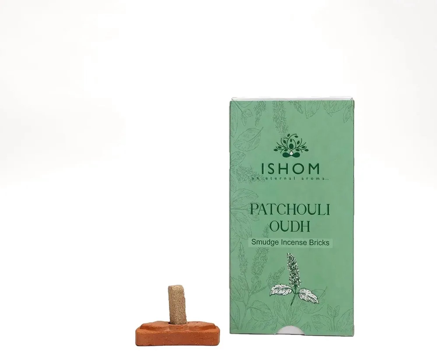 AUM Fragances 2x stuks Natuurlijke wierook blokjes en brander - Patchouli-hout - geestelijke energie - 2x15 blokjes naturel