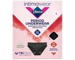 Libresse Menstruatie Ondergoed Wasbaar - zwart biologisch katoen - Large