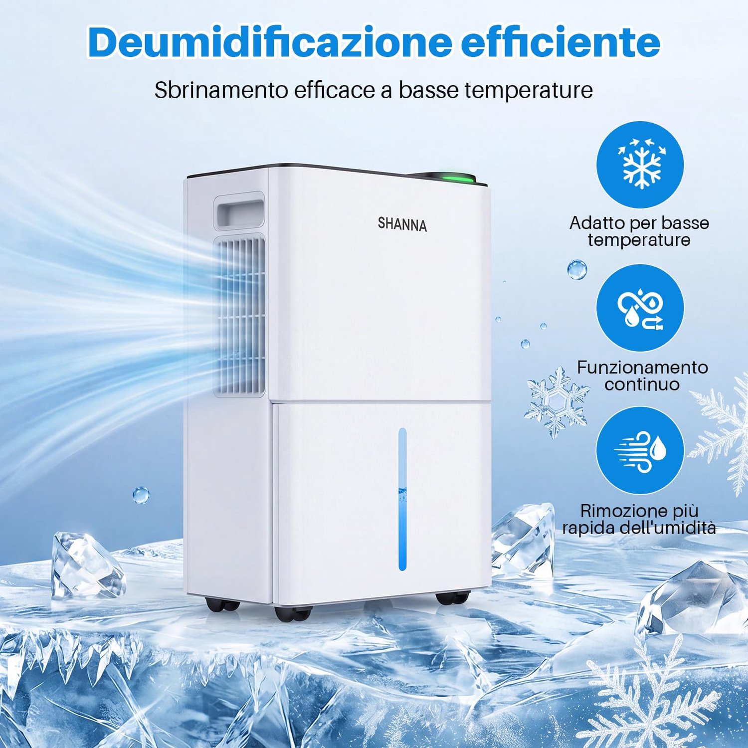 Luchtontvochtiger Elektrisch - 10 Liter Per Dag Capaciteit - 260 Watt Vermogen - 2,5 Liter Tankvolume - ABS Materiaal - Voor Kamers Tot 25 m²