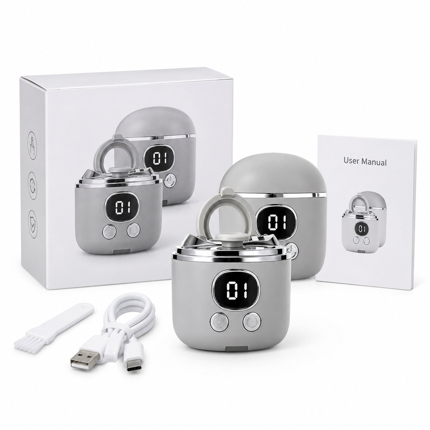 Elektrische nagelknipper - CH-701 - dubbelzijdig ontwerp - voor dagelijks huishoudelijk gebruik - met doos en laadaccessoires
