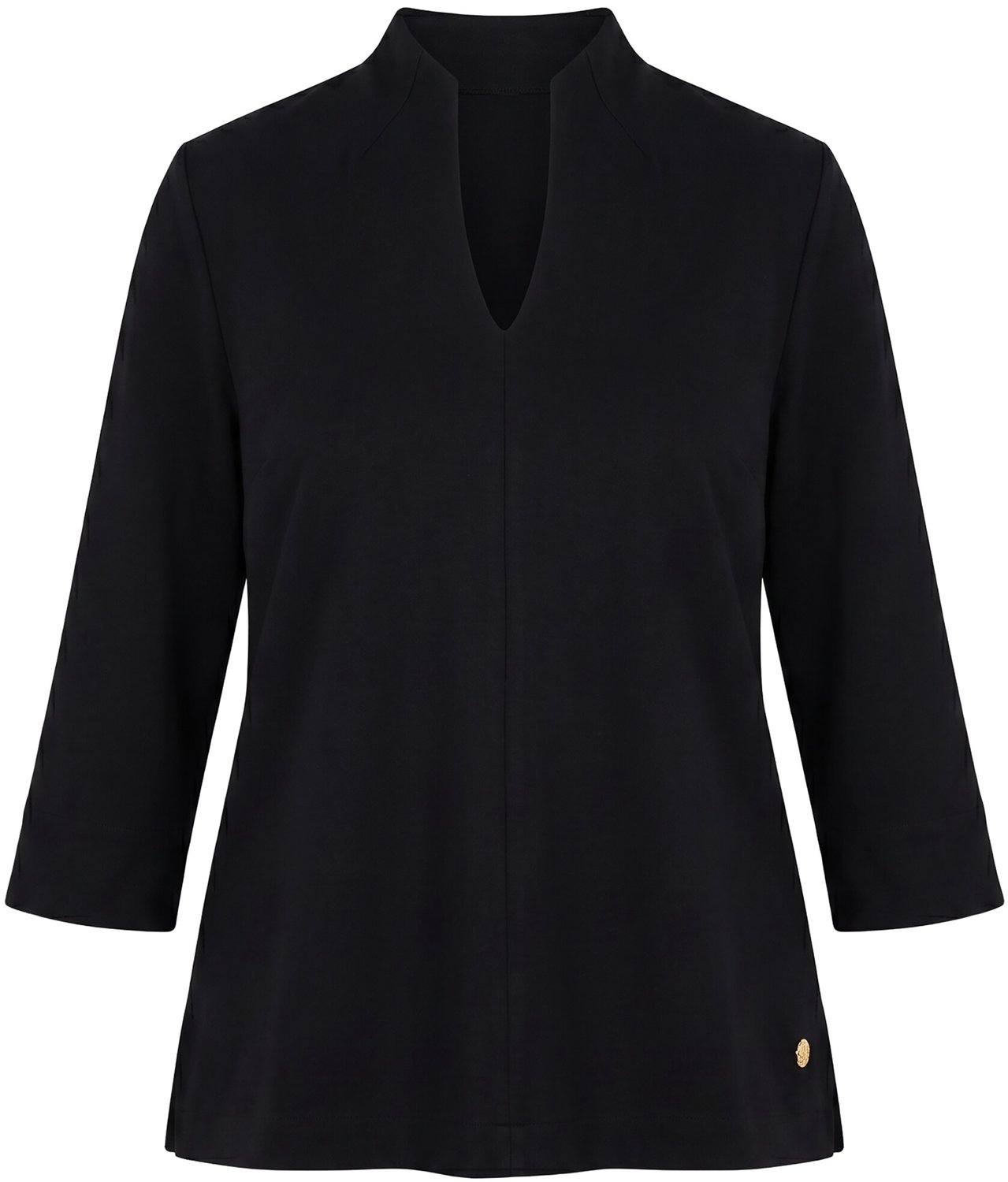 Ulla Popken - Dames - Sweatshirt classic goblet kraag 3/4-mouwen - Zwart - Maat 58+