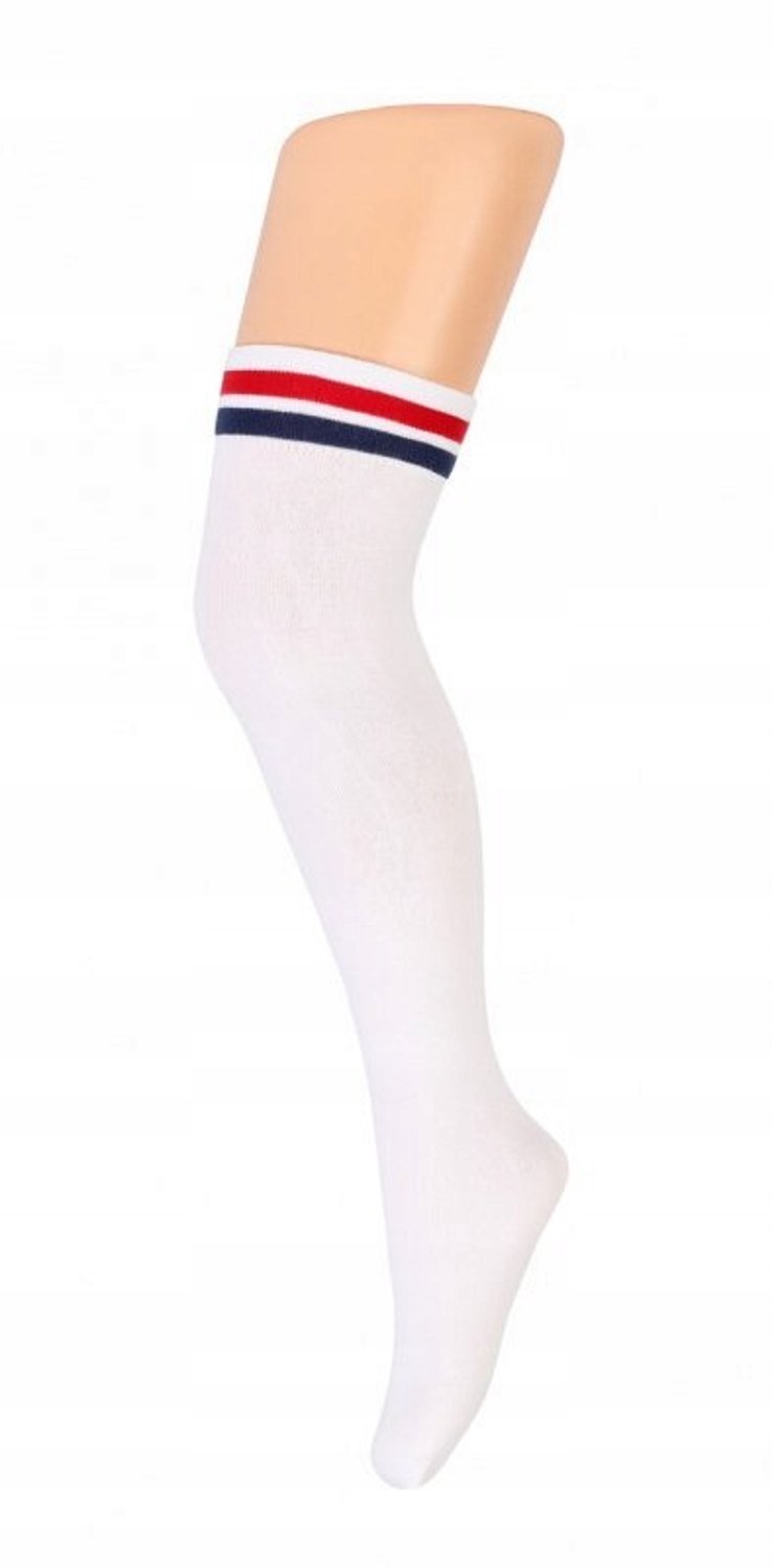 WOLA Kinder Kniekousen Maat 92-98 20-25 Wit/Marine/Rood