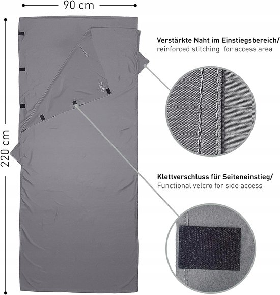 Ultralichte Microvezel Slaapzak 220x90cm Grijs - Compact & Ademend — afbeelding 4
