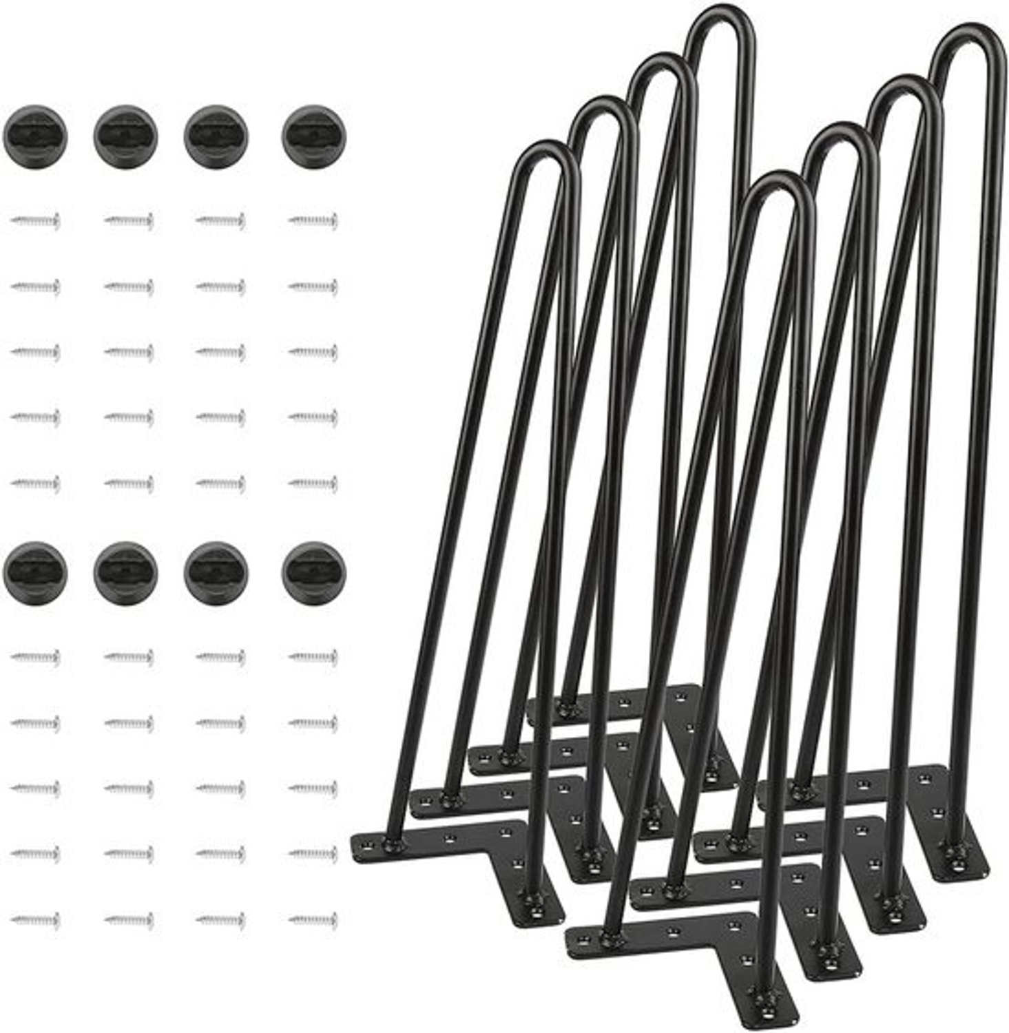 Set van 4 zwarte metalen meubelpoten - Tafel en stoel - 41cm hoog