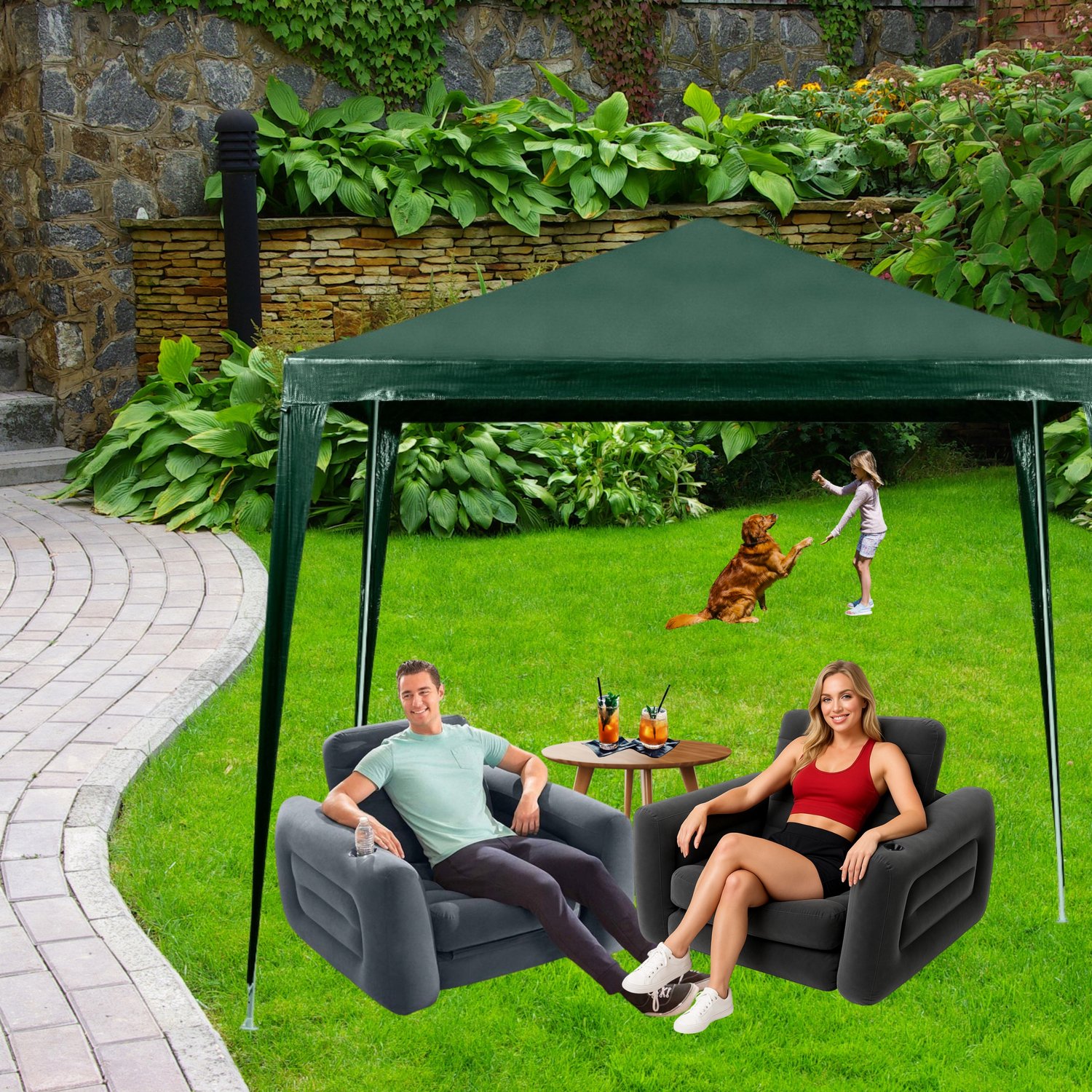 Groen Tuinpaviljoen 2,5x2,5m - Stijlvolle Schaduw en Beschutting