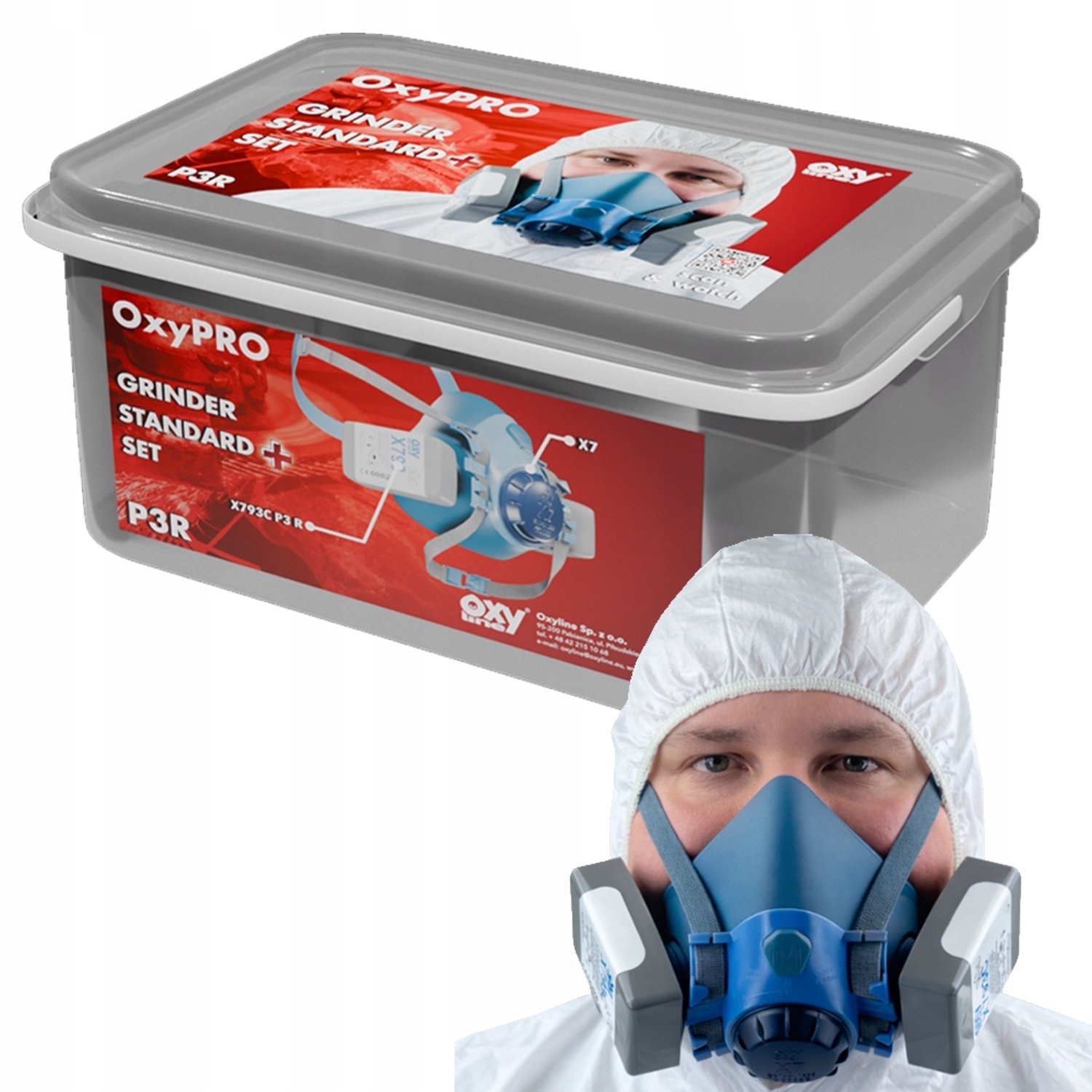 OxyPro X7 Silicon Stofmasker met 2x P3 Filters - Maat L