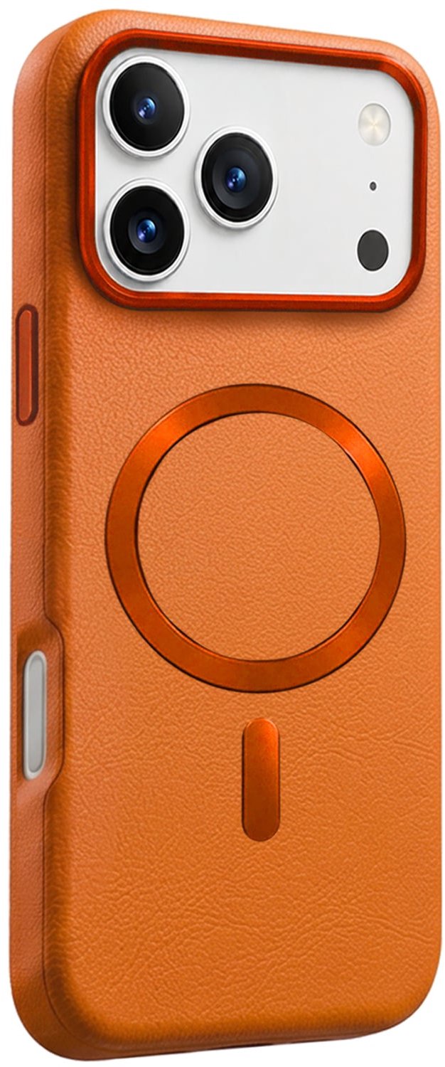 Hoesje - Geschikt voor Apple iPhone 18 Pro - Magsafe Compatible - Leer Look - Sterk & Shockproof - Back Cover - Shock Proof Case - Telefoon Hoes Shockproof - Telefoonhoesjes - Oranje
