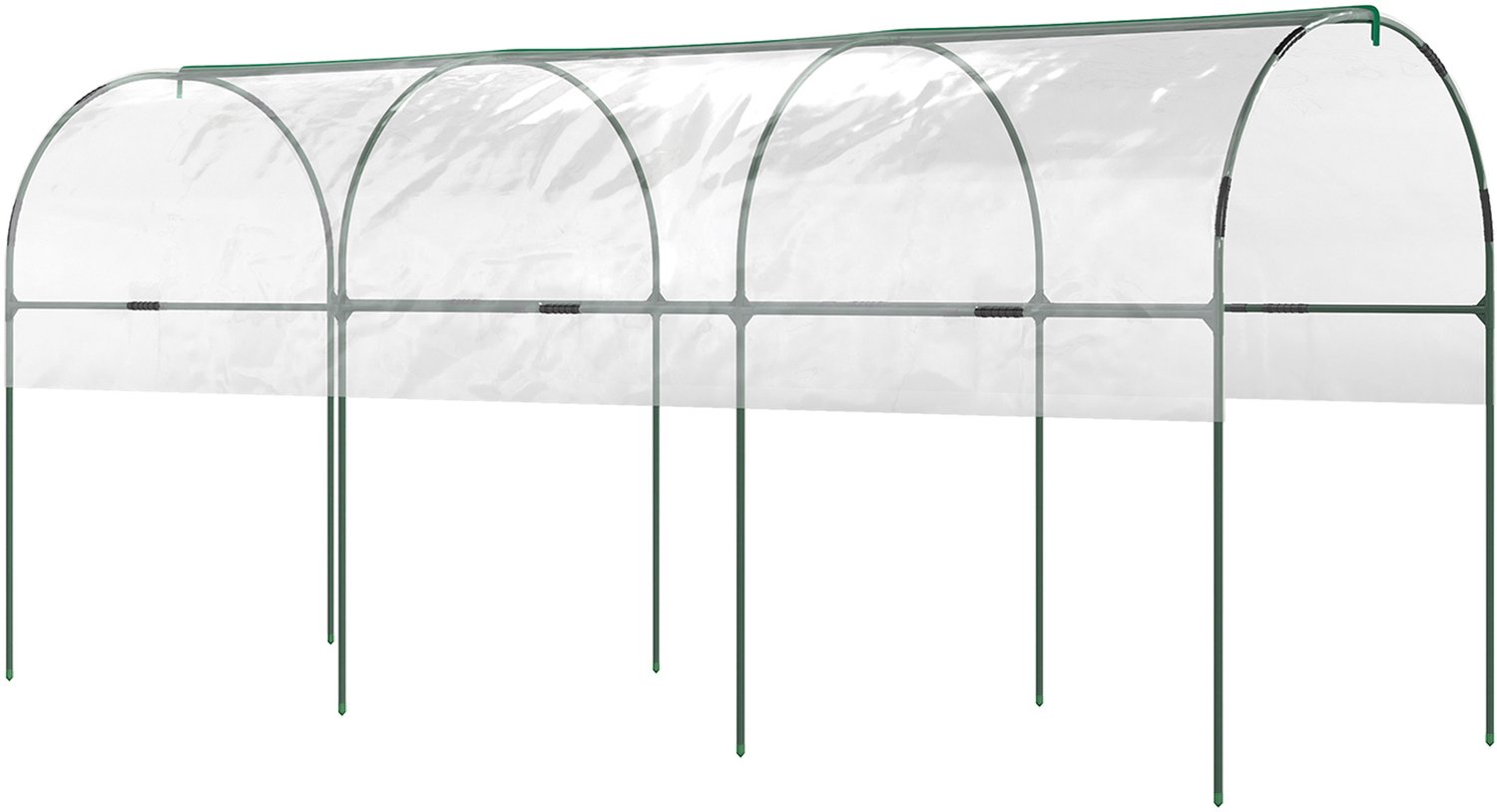 Sunona Tomatenkas - Voor tomaten en klimplanten - Met stalen frame en grondpennen - 400 x 120 x 170 cm - Transparant/Groen