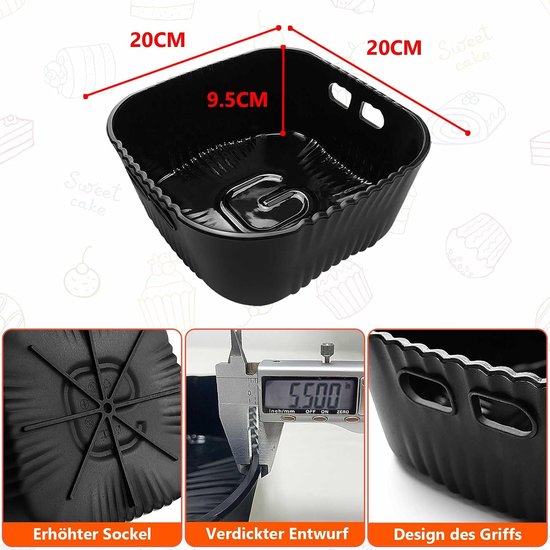 Accessoireset voor Philips 2000 Series 4,2L (NA229/00), Russell Hobbs L 4L, Ninja 4,7L AF110EU, herbruikbare Airfryer siliconen vorm heteluchtfriteuse accessoires — afbeelding 4
