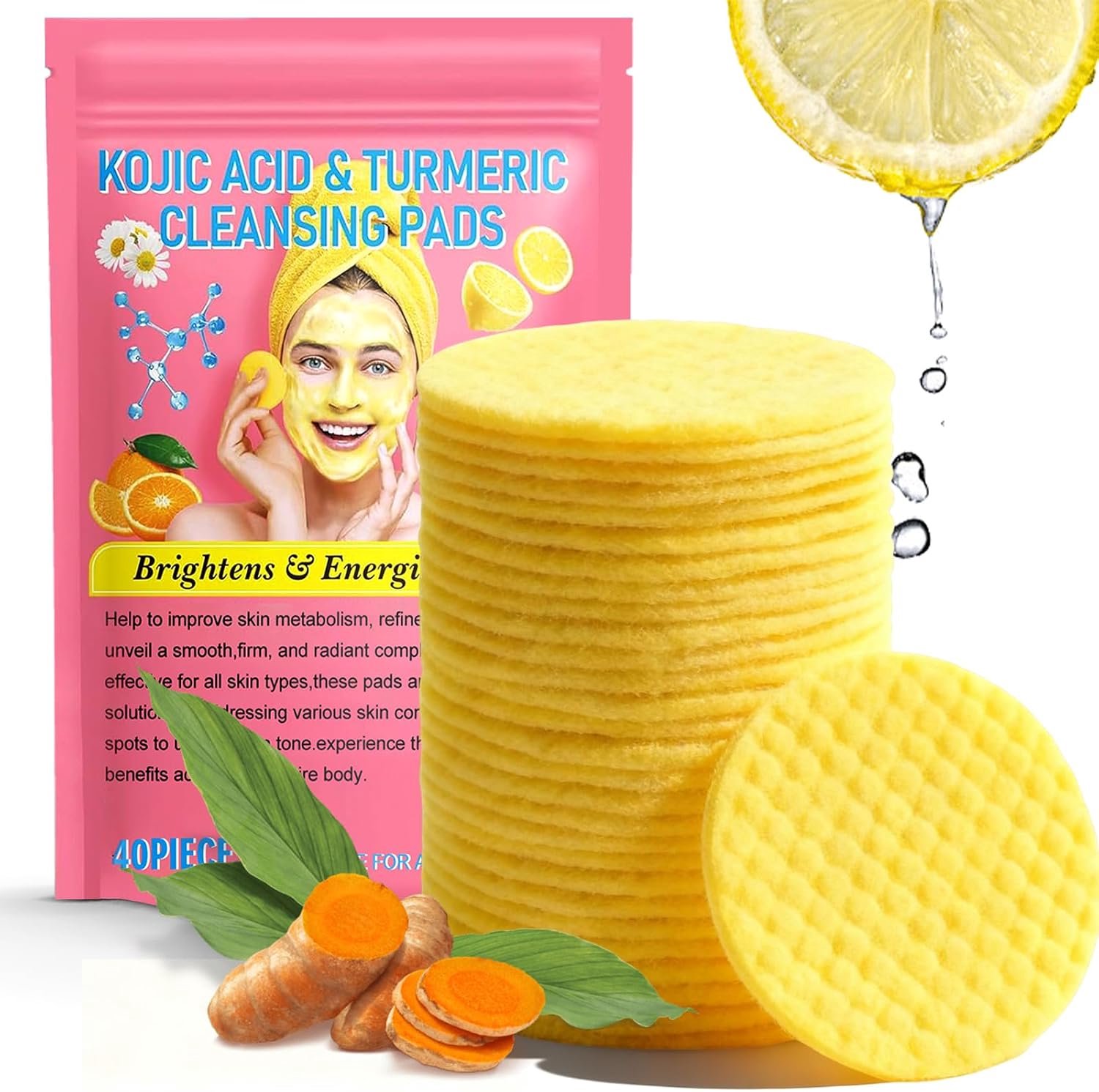 Pads, 40 stuks, dubbelzijdige gezichtstoner pads, zachte exfoliatie, poriënreiniging, hulp bij onzuiverheden en donkere teint, dagelijkse gezichtsverzorging voor vette huid