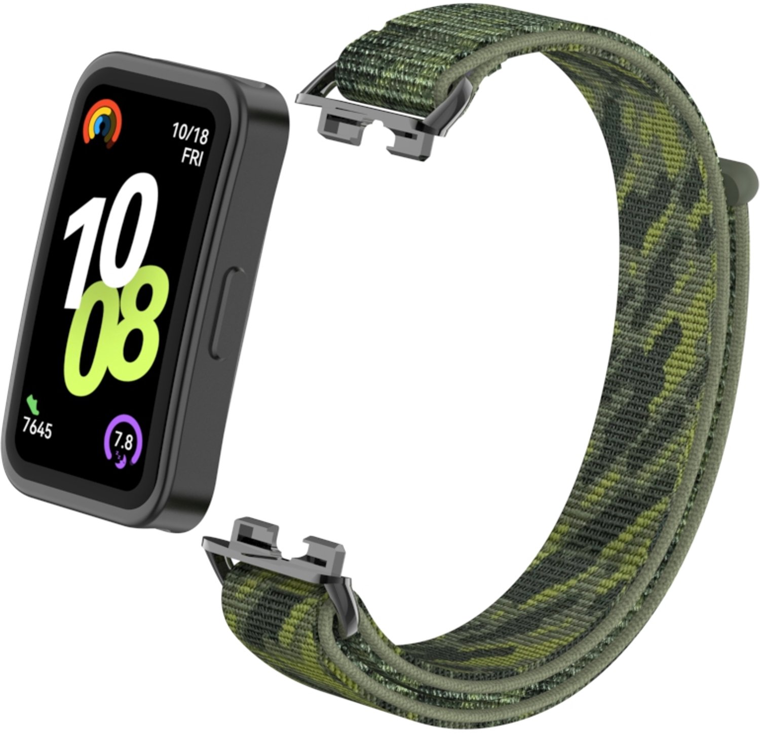 Stijlvolle nylon band voor Huawei Band 10/9/8 met metalen adapters