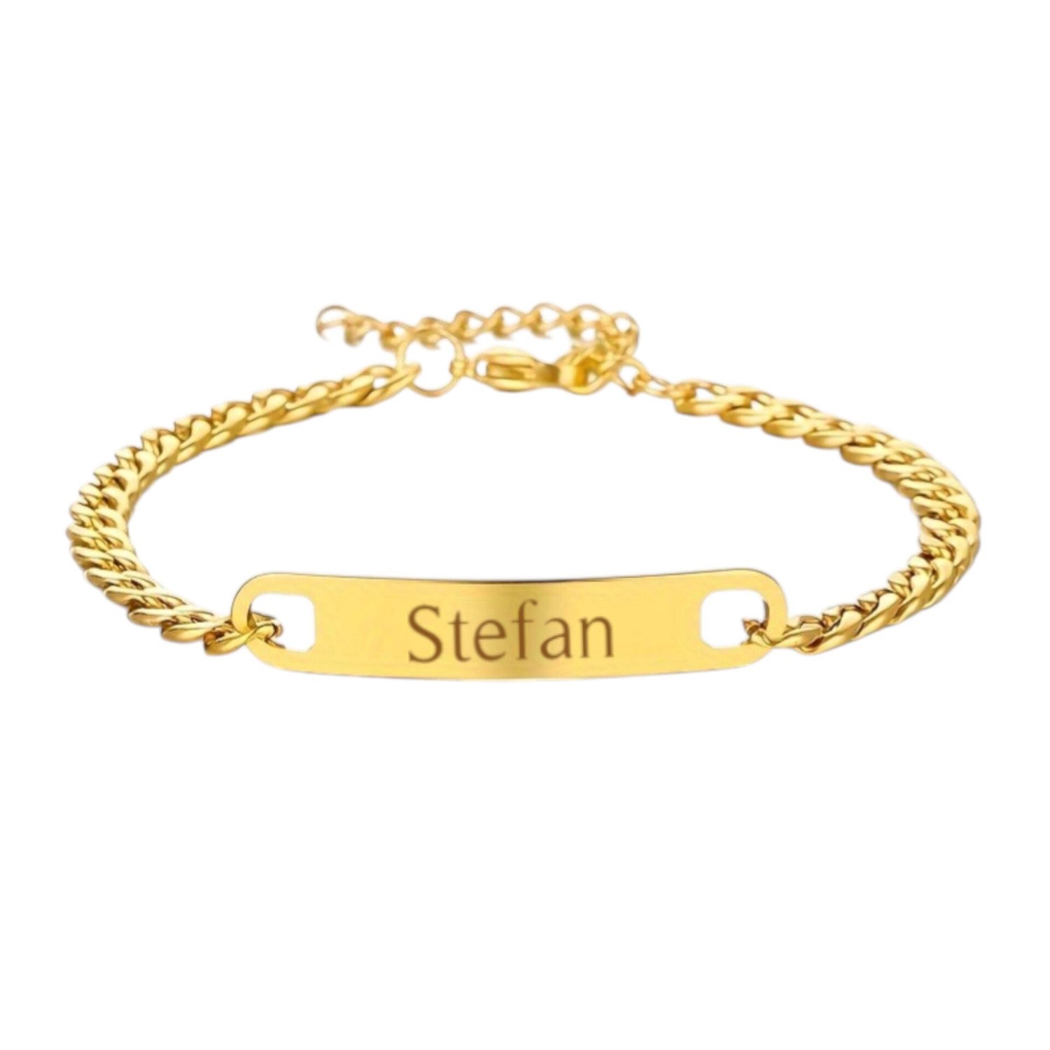 Heren Schakelarmband met Naam Goud