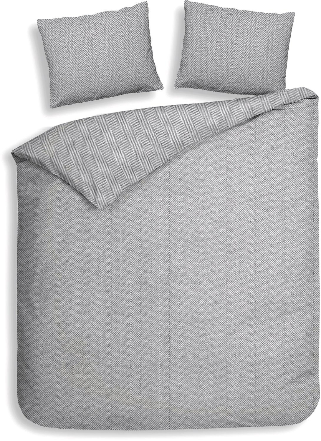 Heckettlane Dekbedovertrek Spina - Effen Bedlinnen - 260x200-220 cm - Grijs - Dekbedovertrek van 100% Katoen-Flanel